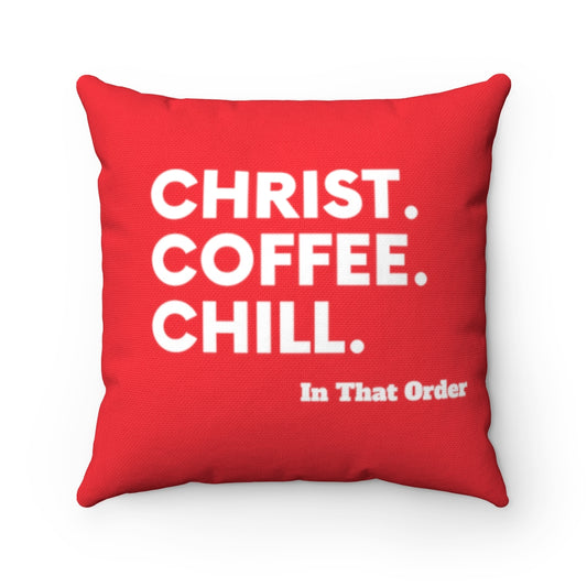 CHRIST. COFFEE. CHRIST. Spun Polyester Square Pillow (RED)