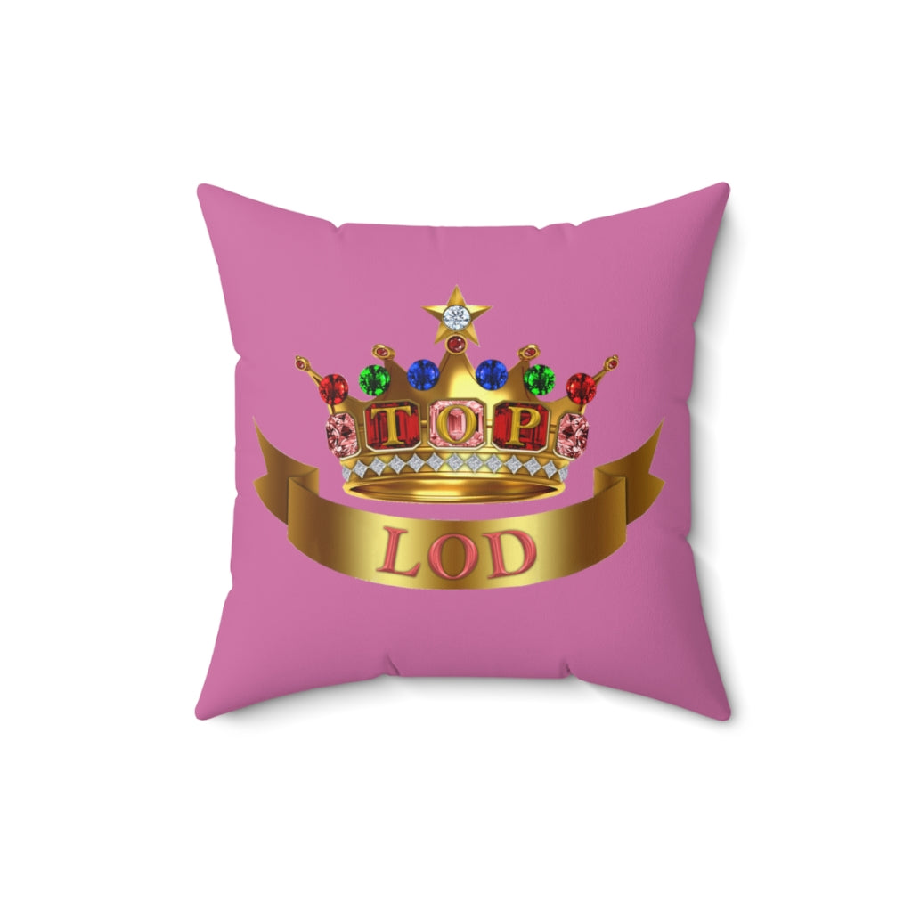 TLOD Crown Spun Polyester Square Pillow (Pink)