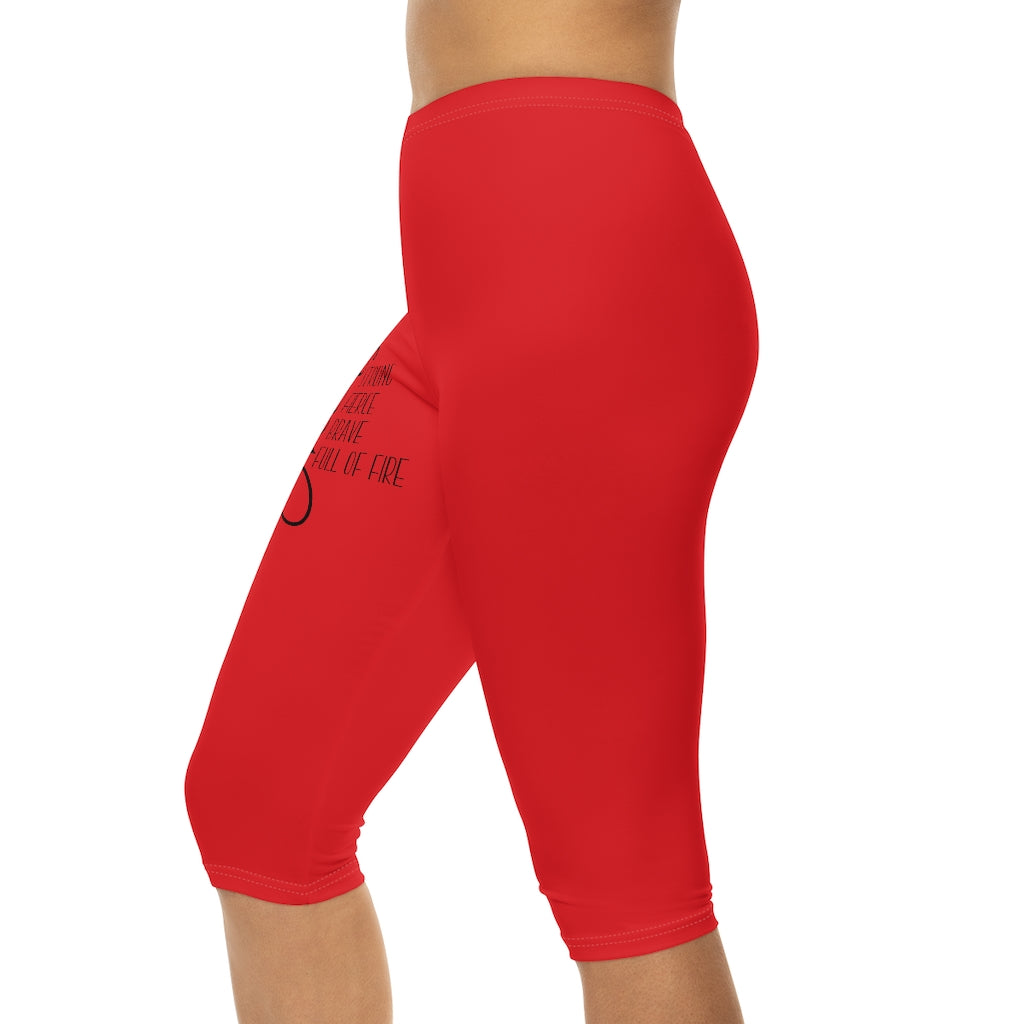 She Is Women's Capri Leggings (Red) – Mscaldwelldesigns